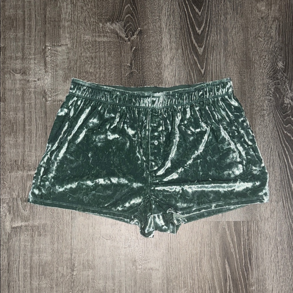 Green Velvet Women's Sleep Shorts